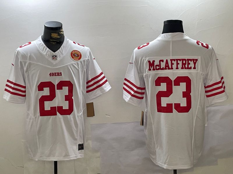 Men San Francisco 49ers #23 Mccaffrey White Three generations 2024 Nike Vapor Limited NFL Jersey style 8->san francisco 49ers->NFL Jersey